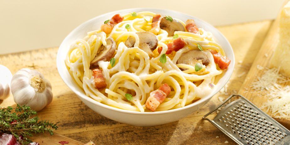 Spaghetti carbonara met champignons - Grand&amp;#39;Italia
